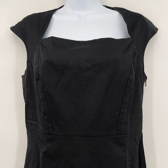 Ted Baker London Cocktail Cap Sleeve Wool Blend Black Midi Dress - Picture 2 of 8